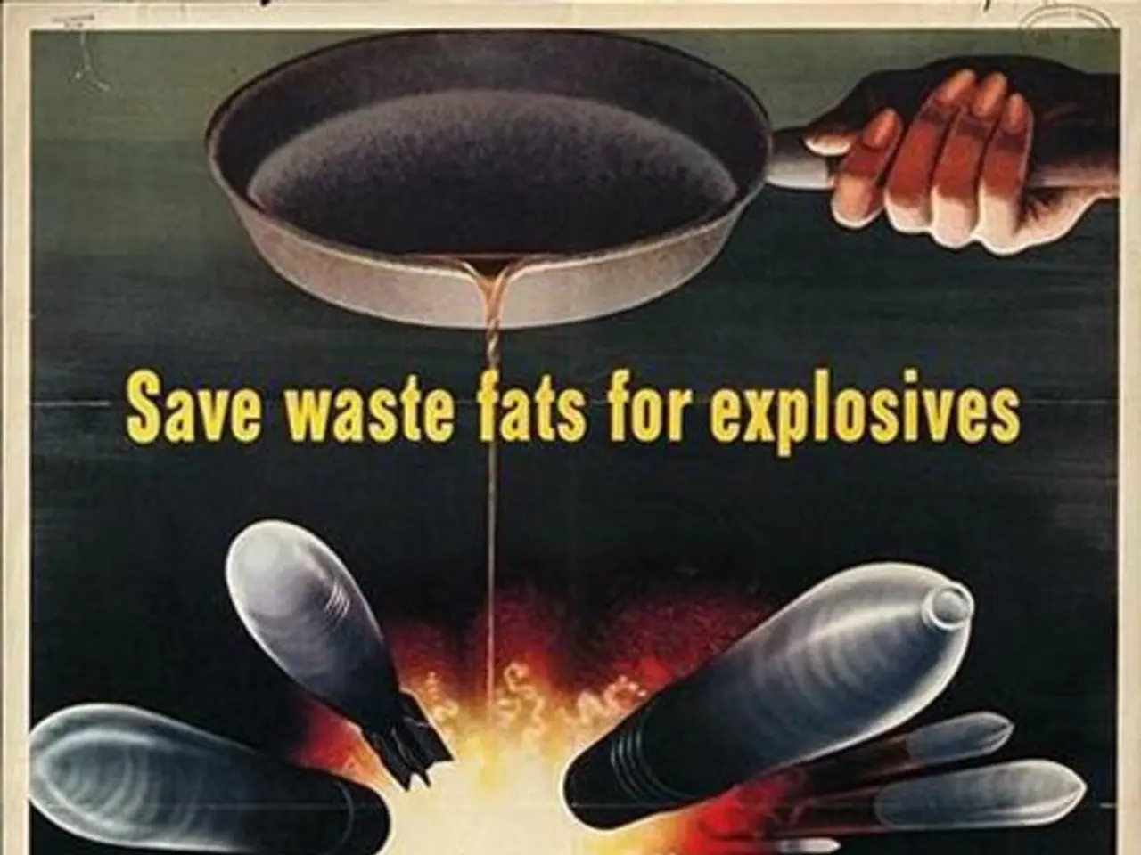 This image is a poster. In this poster we can see a person's hand holding a pan and there is text....