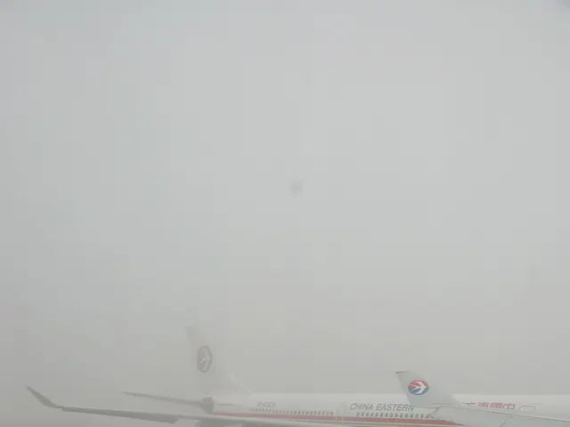 In this image there is an airplane and vehicles on a runway.