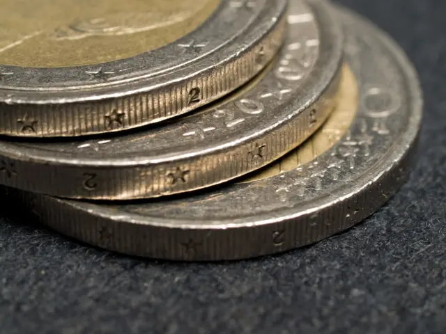 In this image we can see the metal coins on the surface.